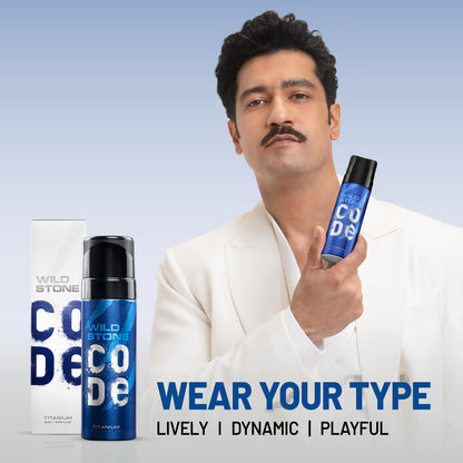 Man holding Wild Stonedeo bottles with product packaging on a light blue background