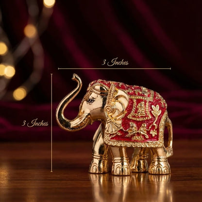 Gold Plated Trunk Up Elephant Idol Showpiece for Vastu, Prosperity, Good Luck, Gifting for House Warming and Home Decor -3 Inches (1, Gold)