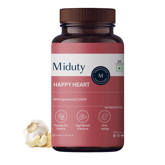 Zephivo Miduty by Palak Notes Happy Heart - Liposomal CoQ10 - Heart Health Supplement - Methyl Folate - D-Chiro-Inositol - Blood Pressure Control, Healthy Skin, Heart Health & Kidney Health - 30 Capsules