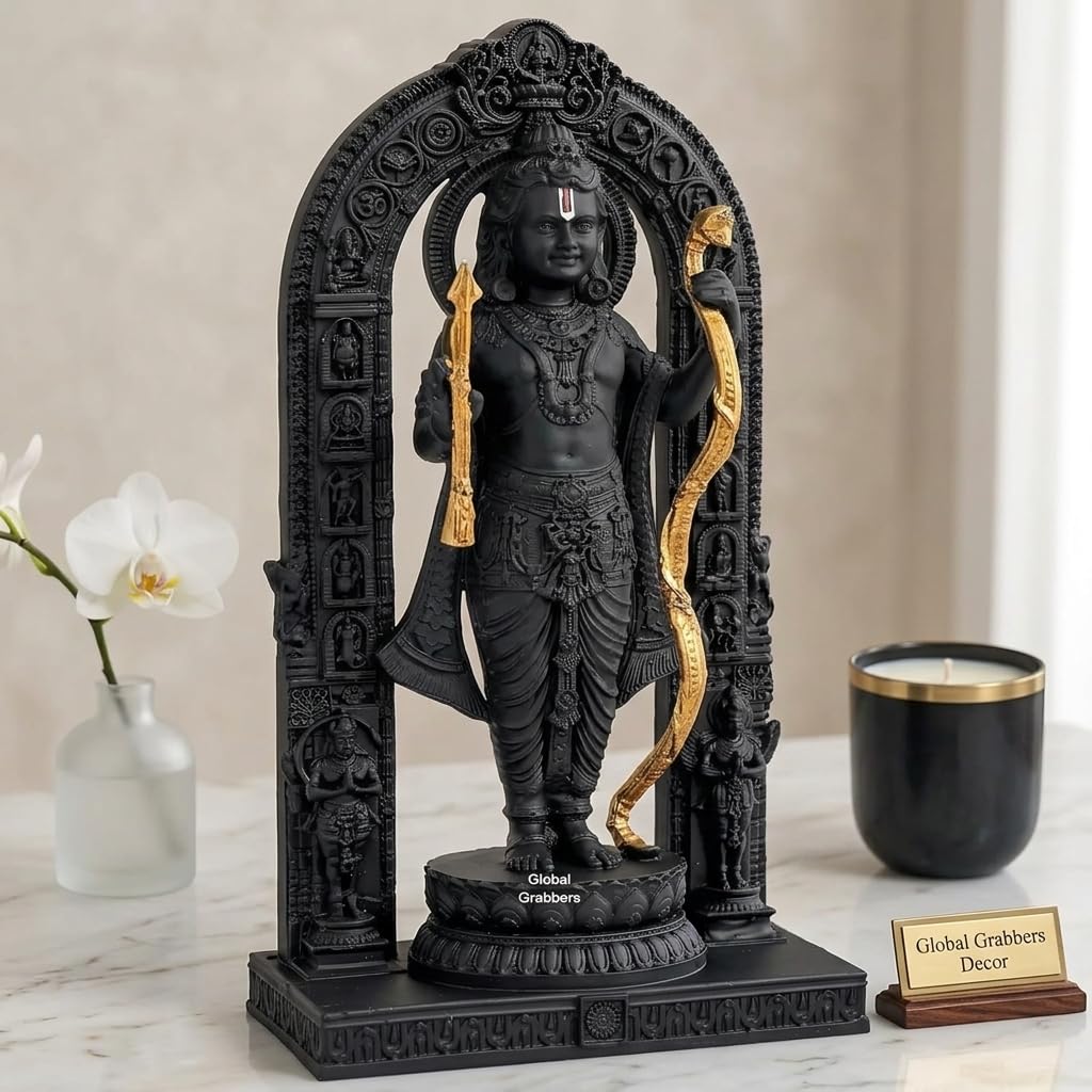 Polyresin 3D Ram Lalla Ayodhya Idol Statue Showpiece Murti for Home Decor Decoration Gift Gifting Items