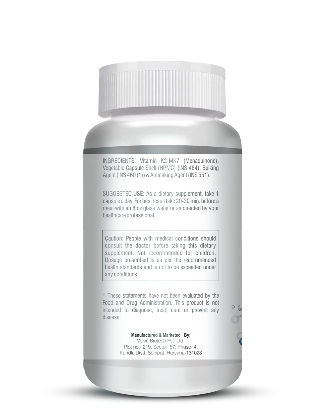 Supplement bottle with label on a white background