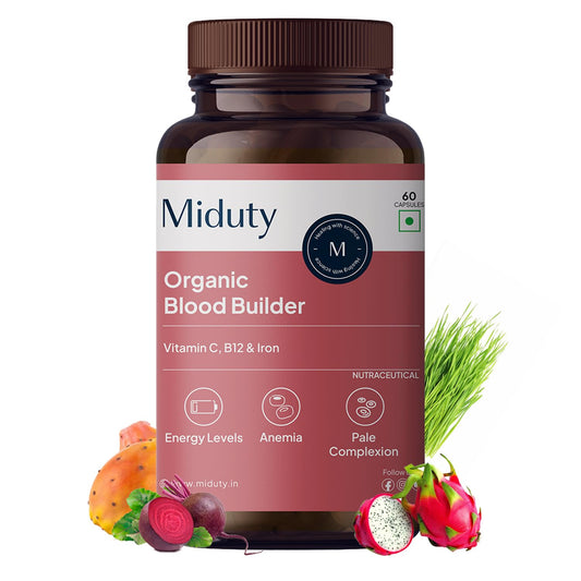 Zephivo Miduty by Palak Notes Organic Blood Builder, Anemia Supplement, Green Amla, Barley Leaves, Beet Root, Organic Iron Supplement, Hemoglobin Booster, Increase HB, Organic Blood Builder Pack - 60 Caps