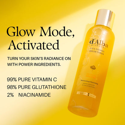 d'alba Piedmont White Truffle Vita Toning Serum Toner, Glass Skin with Double Vitamin Skincare, Water-like serum toner with strong boost for brightening & hydration, 180ml