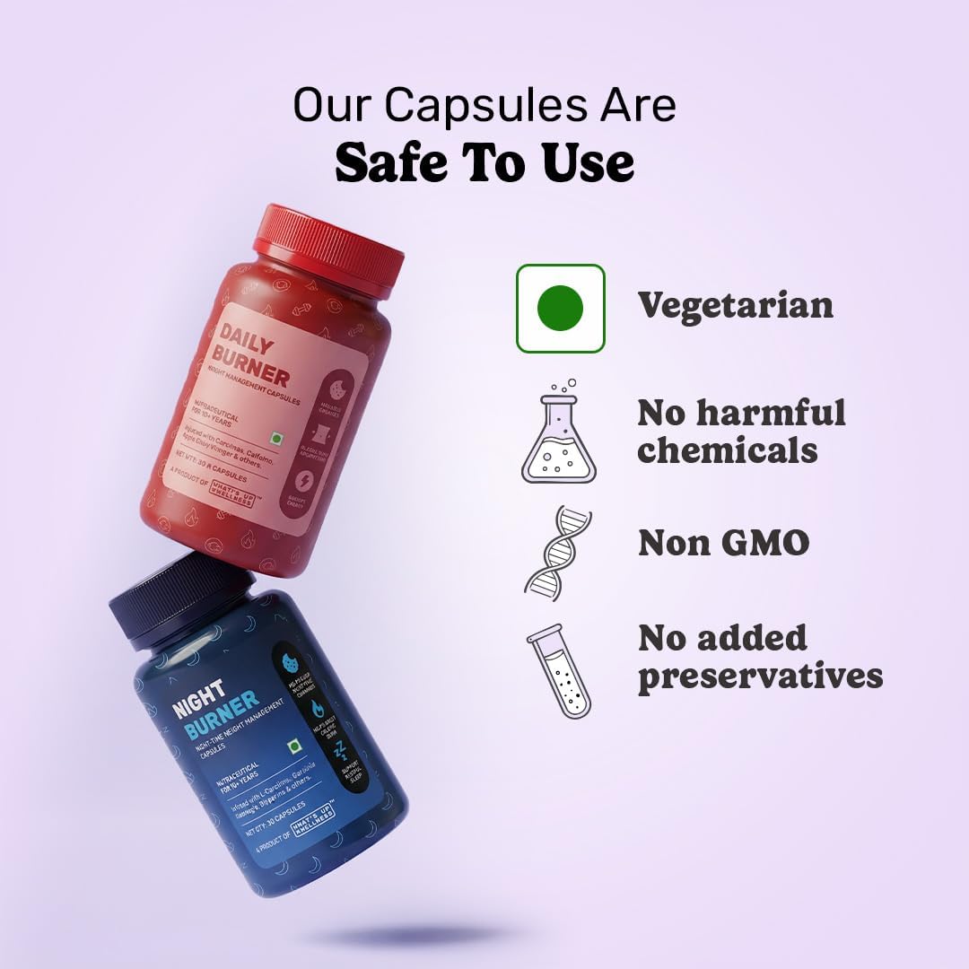 What’s Up Wellness Daily + Night Burner Combo | 24-Hour Weight Management | Burn Fat Day & Night | Craving Control & Sleep Support