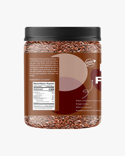 Hunger 0 Flax Seeds 250g | Raw Unroasted Alsi Seeds | Premium Natural Whole Flaxseed Rich in Fiber & Plant Protein | High Omega-3 Source | Healthy Diet Snack for Smoothies, Baking & Daily Nutrition