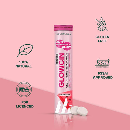 MOUNTAINOR Glutathione Tablets for Skin Brightening & Korean Glow. Fights Pigmentation & Dullness, Clinically Proven Ingredients-Niacinamide & Vit C Helps reduce Melanin, Clearance Healthy & Radiant Skin, Sugar-free Pack of 1 ( 15 Tablets)