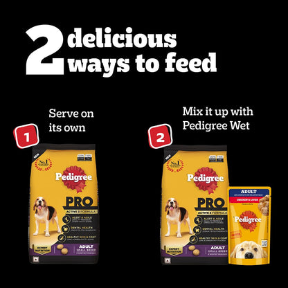 Pedigree PRO Adult Small Breed, 1.2 kg Dry Dog Food, Vet Trusted Brand, Expert Nutrition, Quality Protein, 33% More Nutrients (9 Months Onwards)