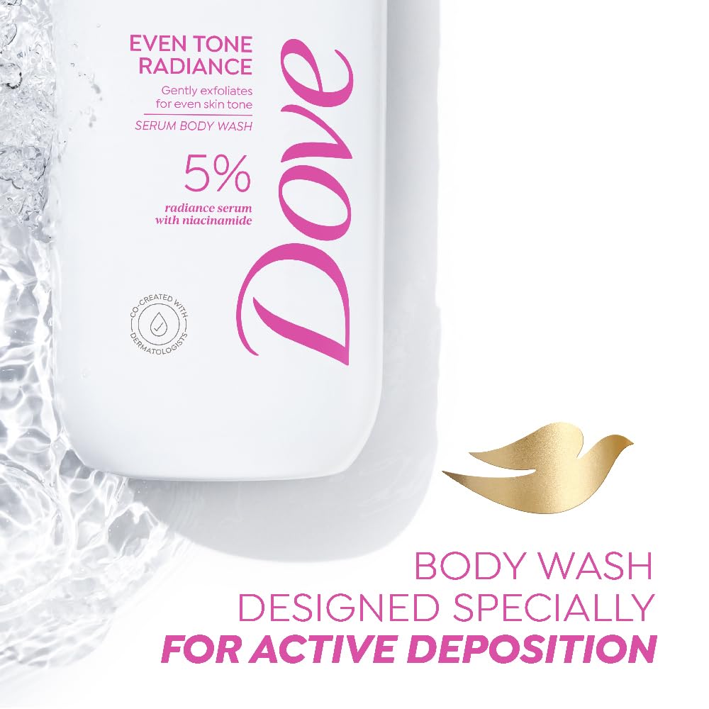 Dove Even Tone Radiance Serum Body Wash|5% Radiance Serum with Niacinamide| Gently exfoliates for even skin tone | Paraben & SLS free | 300 ml