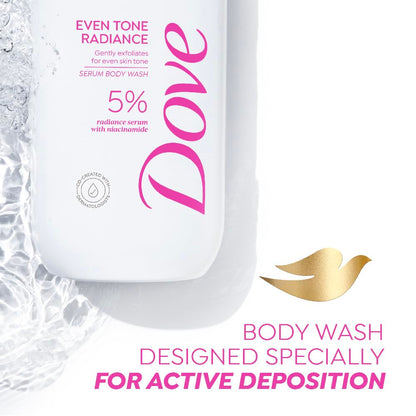 Dove Even Tone Radiance Serum Body Wash|5% Radiance Serum with Niacinamide| Gently exfoliates for even skin tone | Paraben & SLS free | 300 ml