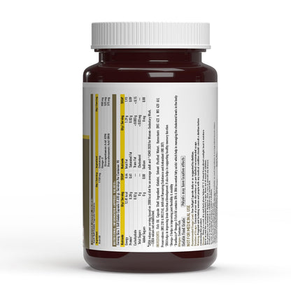 Vitamin supplement bottle with label on a white background