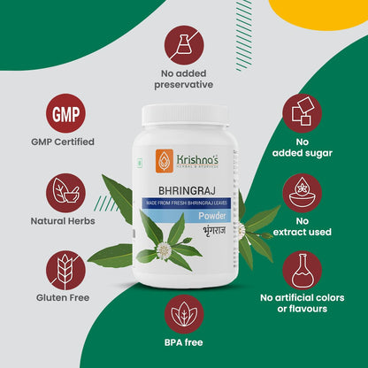 Krishna's Bhringraj Powder - 100 g | Preservative Free | Good for Hair Pack and Oil