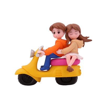eCraftIndia Romantic Miniature Love Couple Statue on Scooter | Valentine Gift for Girlfriend Boyfriend Husband Wife Her Him | Valentine Decoration Items | Happy Birthday Cake Topper