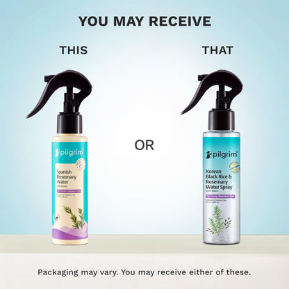 Pilgrim Korean Black Rice and Rosemary Water Spray With Biotin for Hair Growth 100ml | Hair Spray for Regrowth | Thicker & Stronger Hair | Sulphate & Paraben Free I For Women & Men