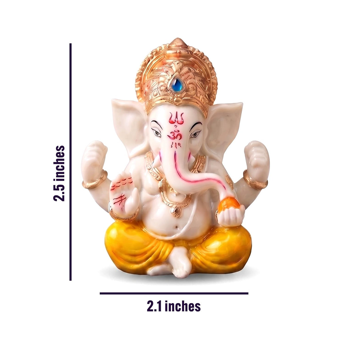 Ganesha Idol for Car Dashboard Ganesha Murti Ganpati Idol Home Decor Puja Lord Ganesh Statue Gift for Office for Office Desk Puja Room Figurine (Yellow and Cream 2.5 inches)