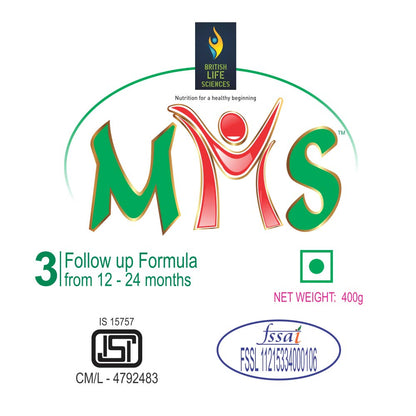 MMS follow-up formula packaging with British Life Sciences logo on a white background