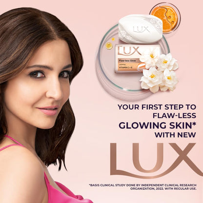 Lux Flaw-less Glow Bathing Soap infused with Vitamin C & E For Superior Glow Offer pack 150gx8