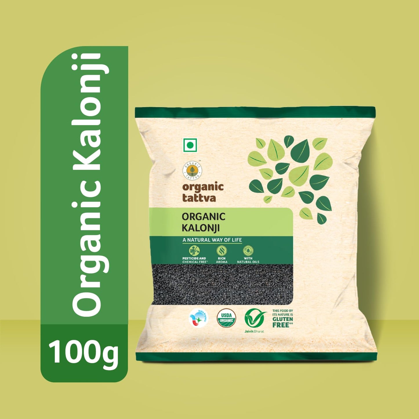 Organic Tattva Kalonji Seeds 100g | Whole Nigella Kalonji Seeds for Daily Cooking, Baking & Seasoning Use