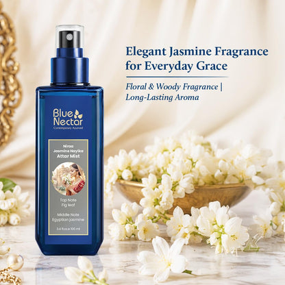 Blue Nectar Niraa Jasmine Nayika Body Attar | Perfume Mist for Women | Long-Lasting Jasmine Attar with Fig Leaf | Floral Body Mist Spray | Travel-Friendly (100 ml)