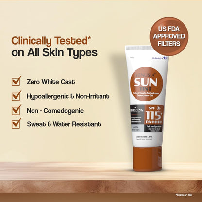 VENUSIA Dr. Reddy's Sun Tint SPF 115|India's First Sunscreen with the Highest SPF|Matte-finish|Full Spectrum 12-Hour Protection|Reduces Pigmentation|Zero White Cast|Hypoallergenic and Paraben-free|50g