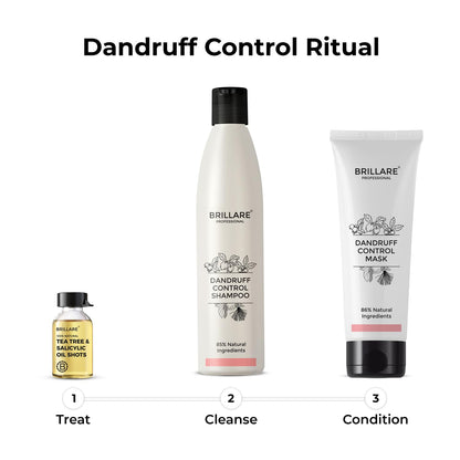 BRILLARE Professional Dandruff Control Shampoo | Anti Dandruff Shampoo for Women & Men | Shampoo for Dandruff & Itchy Scalp Relief | Reduces Flakes from 1st Wash | 300 ml