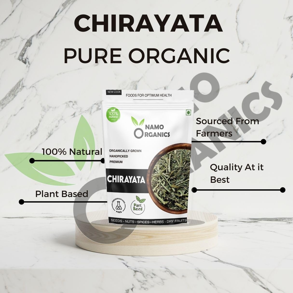 Namo Organic Chirata powder - 150 gram - chirayata Powder - Double Filtered - No additives, Pure & Natural chirata, bitter stick