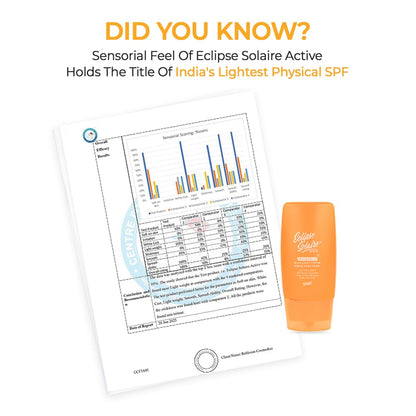 YUDERMA Eclipse Solaire Active Sunscreen SPF 50 PA+++ | No White Cast | Broad Spectrum UVA/UVB/IR & Blue Light Shield | Lightweight, Non-Greasy Formula for All Skin Types – 30ml