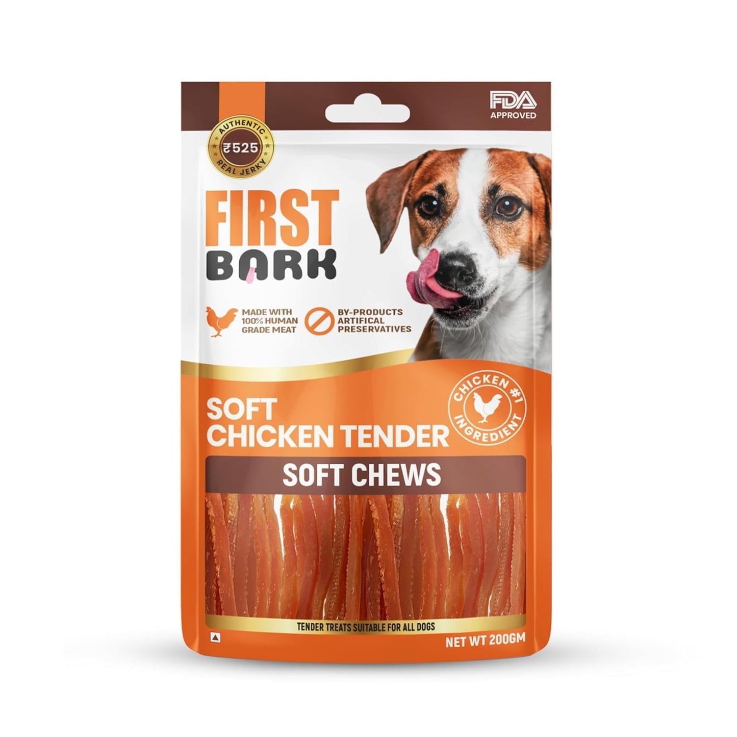 First Bark Dog Treats for Adult Dog & Puppy – Soft Chews Tender Chicken Jerky for Dogs, Small Dogs & Shih Tzu | Easy-to-Chew Puppy Treats & Dog Snacks – Soft Chicken Tenders (200g) x1