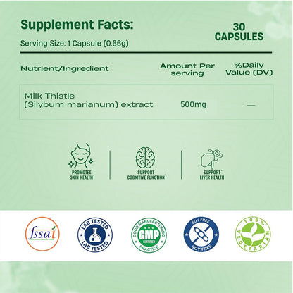 BeastLife Liver Detox with Pure Milk Thistle (80% Silymarin) Extract | Added Multivitamin & Amino Acid with Natural Detoxification Formula | Liver Support Supplement | 30 Veg Capsules