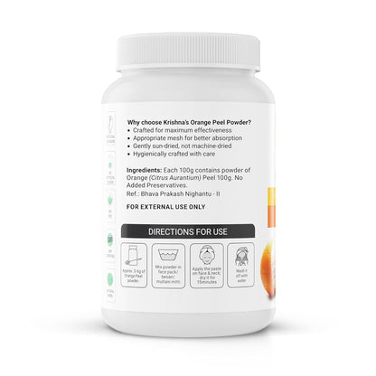 Krishna's Orange Peel Powder - 100 g | Preservative Free | Pure Natural & Organic For face Pack |Vitamin C, Natural Skin Cleanse