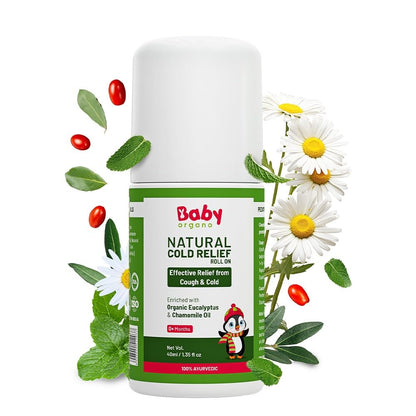 BabyOrgano Ayurvedic Cold Relief Roll On for Babies 0+ Months | With Eucalyptus, Tulsi & Lavender | Soothes Blocked Nose, Cough & Congestion | Camphor-Free | Pediatrician Tested, AYUSH Approved | 40ml