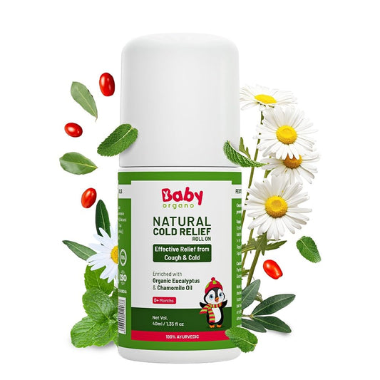 BabyOrgano Ayurvedic Cold Relief Roll On for Babies 0+ Months | With Eucalyptus, Tulsi & Lavender | Soothes Blocked Nose, Cough & Congestion | Camphor-Free | Pediatrician Tested, AYUSH Approved | 40ml