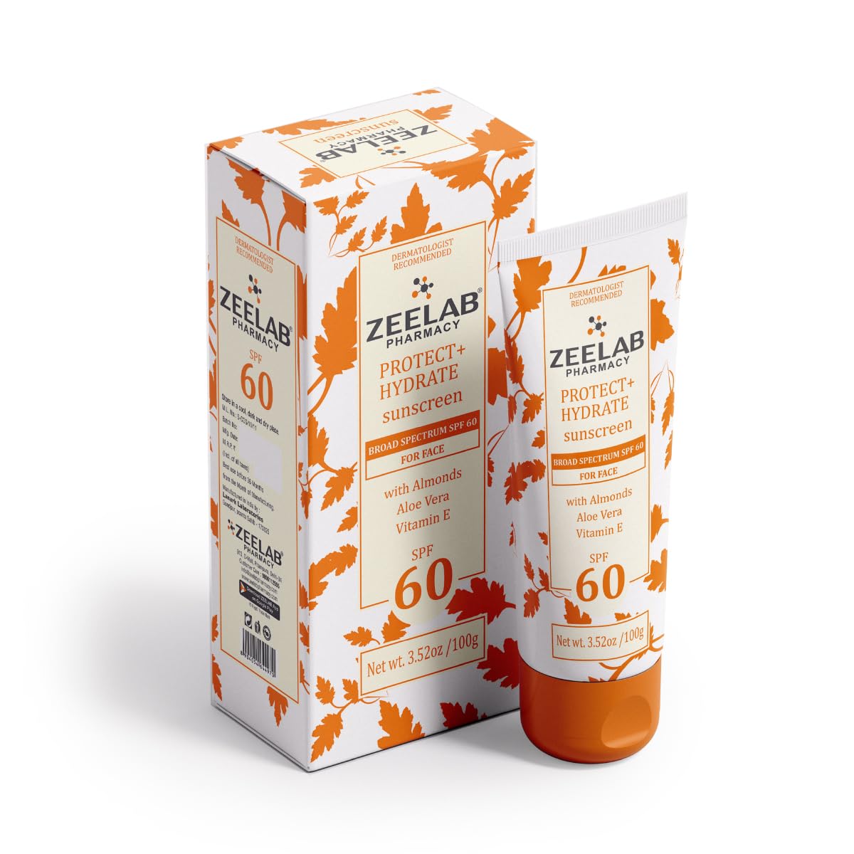 Zeelab sunscreen packaging with box and tube on a white background