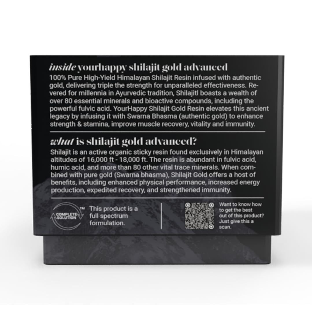 YourHappyLife Triple Strength Shilajit Gold Resin with over 80 minerals and 80% fulvic acid for enhanced strength, improved muscle recovery, vitality, and immunity (Pack of 1, 20 Grams)