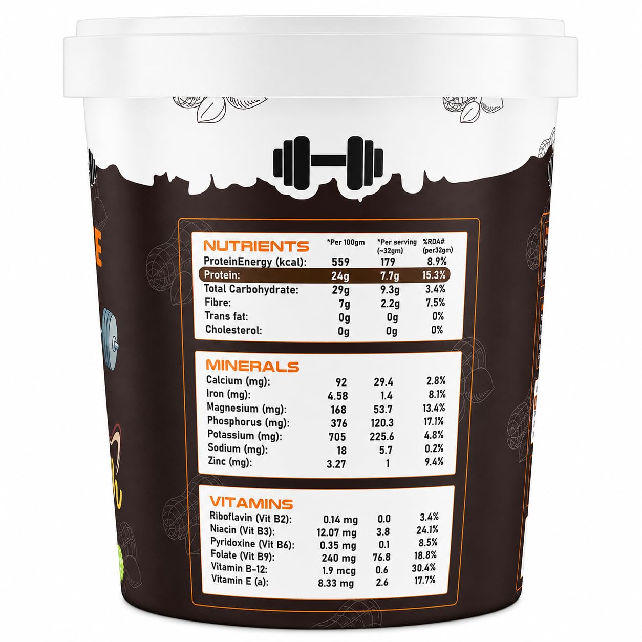 Growfitz CHOCO LAVA Peanut Butter | Indulgent Chocolate Taste | 24 g High Protein | Crunchy Peanut Butter Spread | No Palm Oil | No Added Sugar | Protein Rich, 800g - Pack of 1