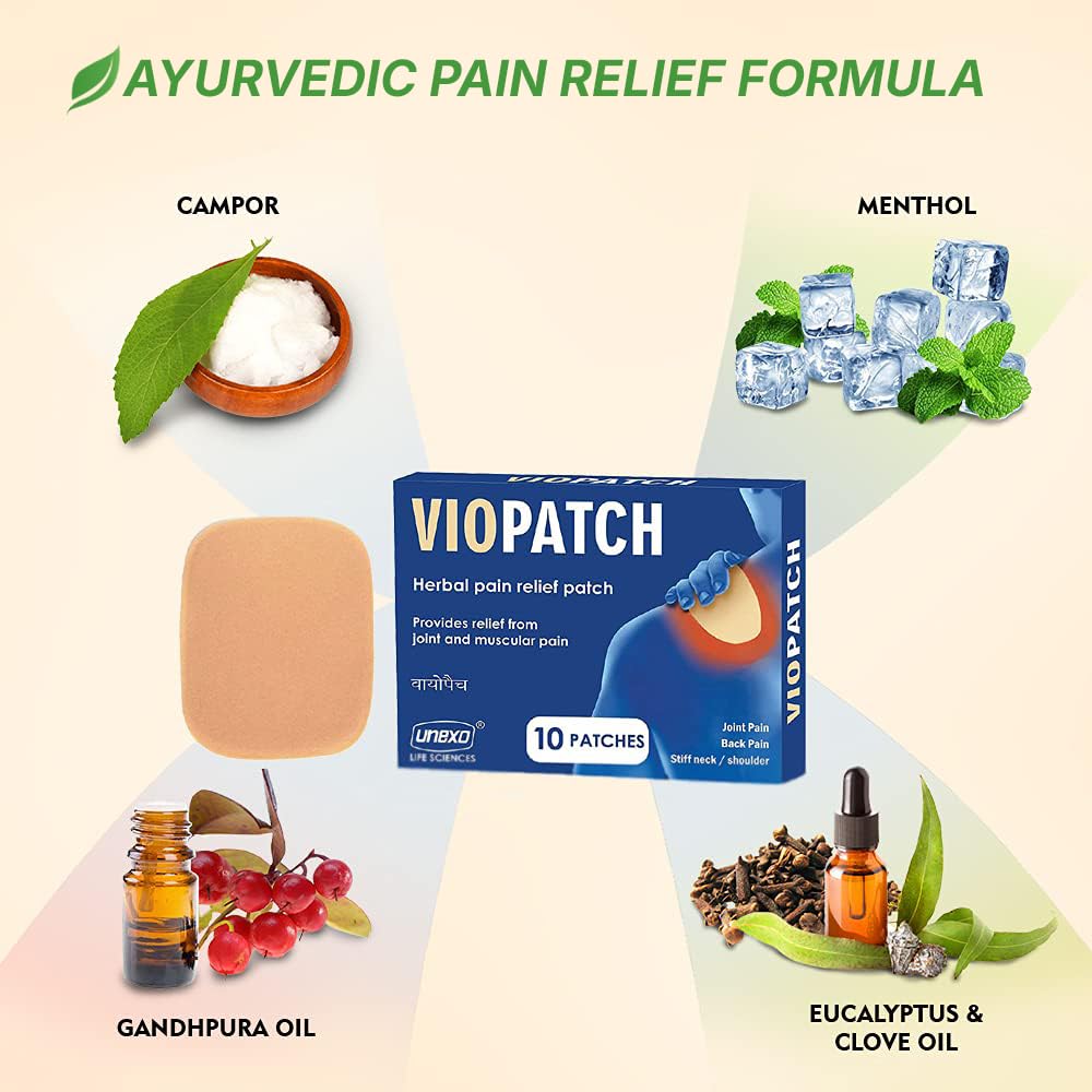 Viopatch Herbal Pain Relief Patch - Pack of 10 Patches | Instant Relief from Muscular Pain & Joint Pain| Natural Pain Relief Patches | No Side Effects
