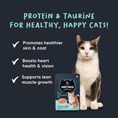 Meowsi by HUFT Tuna & Shrimp Pate Wet Cat Food - 80 gm | Delicious & Creamy Food for Persian & All Breeds | Rich in Omega-3, Essential Nutrients & Hydration for Optimal Health