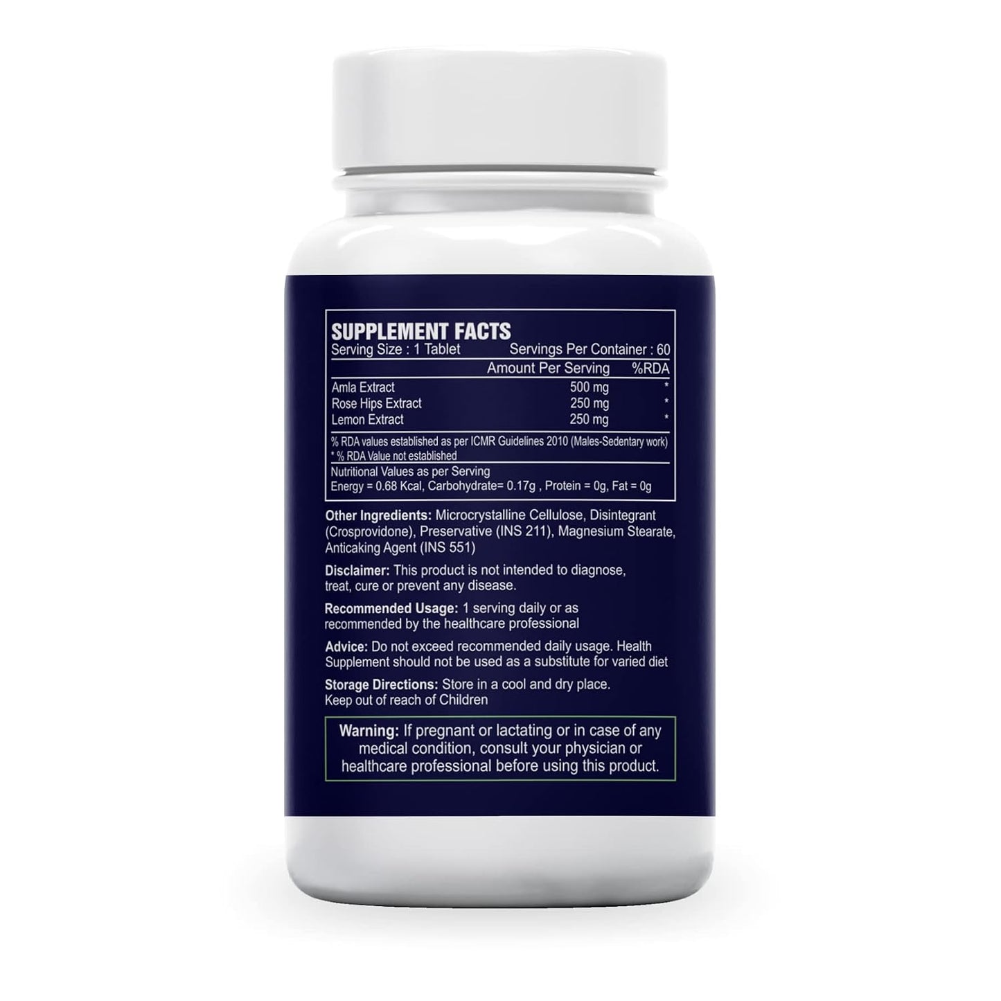 Sea Life Natural Vitamin C 1000 mg (60 Veg Tablets) sourced from 100% Natural Amla, Lemon & Rose Hips Extracts | Promotes Glowing Skin | Immunity Booster & Antioxidant | _Parent (Pack of-1)