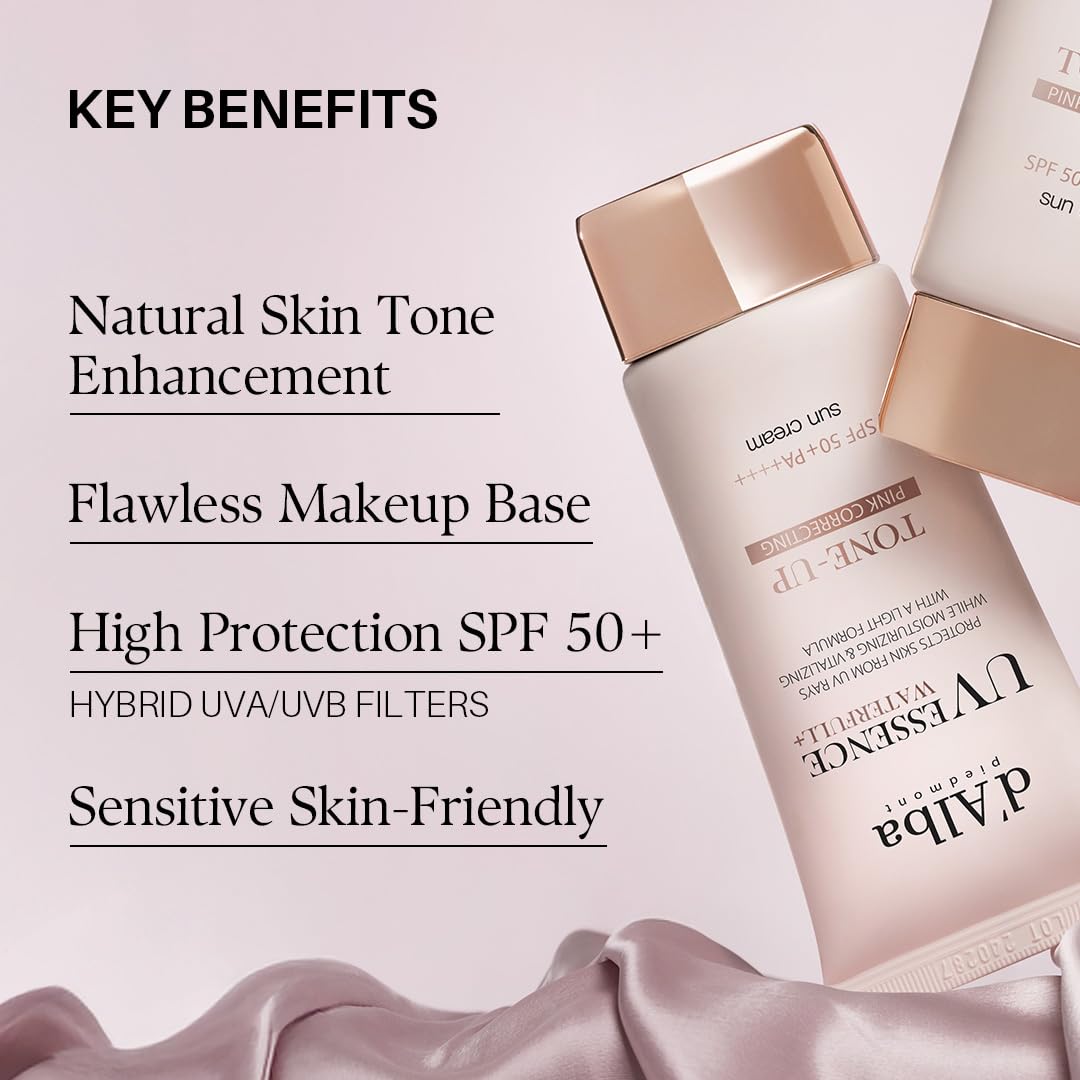 d'alba Piedmont Italian White Truffle Waterfull Tone-Up Sunscreen, Vegan Skincare, Tinted Moisturizer With Spf 50+ Pa++++, Glowy Sunscreen For Sensitive Skin - 50ml