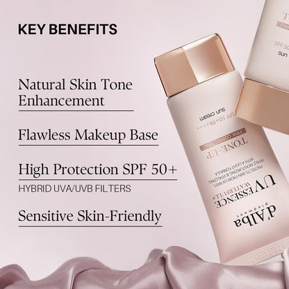 d'alba Piedmont Italian White Truffle Waterfull Tone-Up Sunscreen, Vegan Skincare, Tinted Moisturizer With Spf 50+ Pa++++, Glowy Sunscreen For Sensitive Skin - 50ml