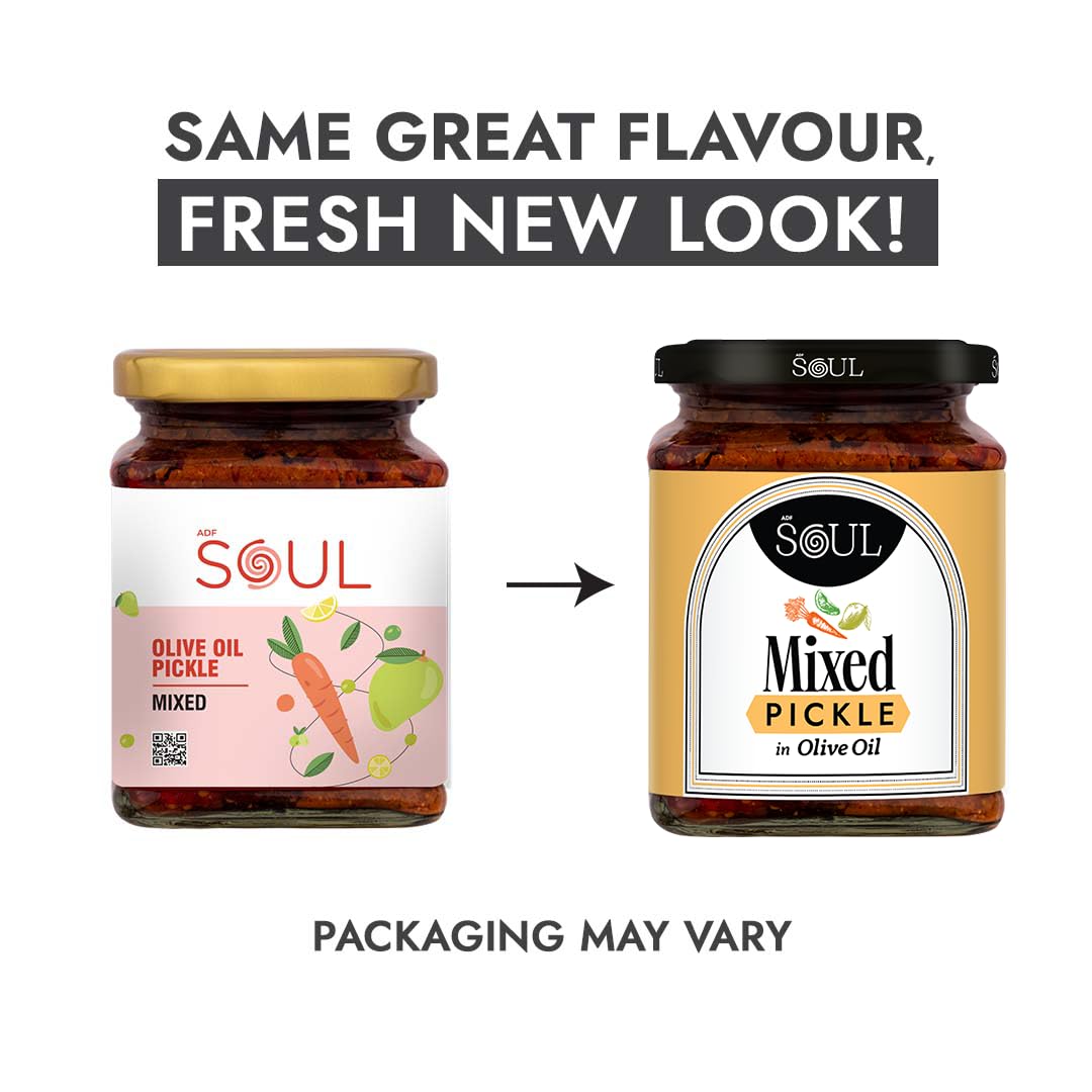 ADF Soul Mixed Pickle | Spicy, tangy & textured | A flavour-packed mix of veggies in 100% Olive Oil. | 275 g
