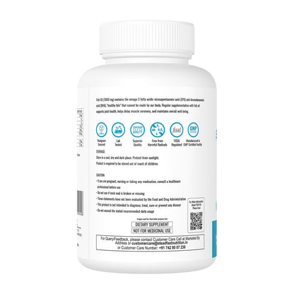 Steadfast Nutrition Fish Oil Omega- 3, 1000mg Triple Strength for Healthy Heart, Brain, Joints & Body (60 Softgel Capsules)