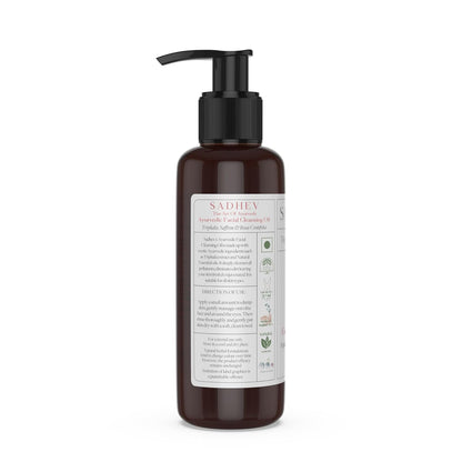 Sadhev Ayurvedic Facial Cleansing Oil With Triphala, Safron, and Rosa Centifolia for Removing Makeup, Hydrating and Moistuizing Cleanser Suitable For All Skin Types