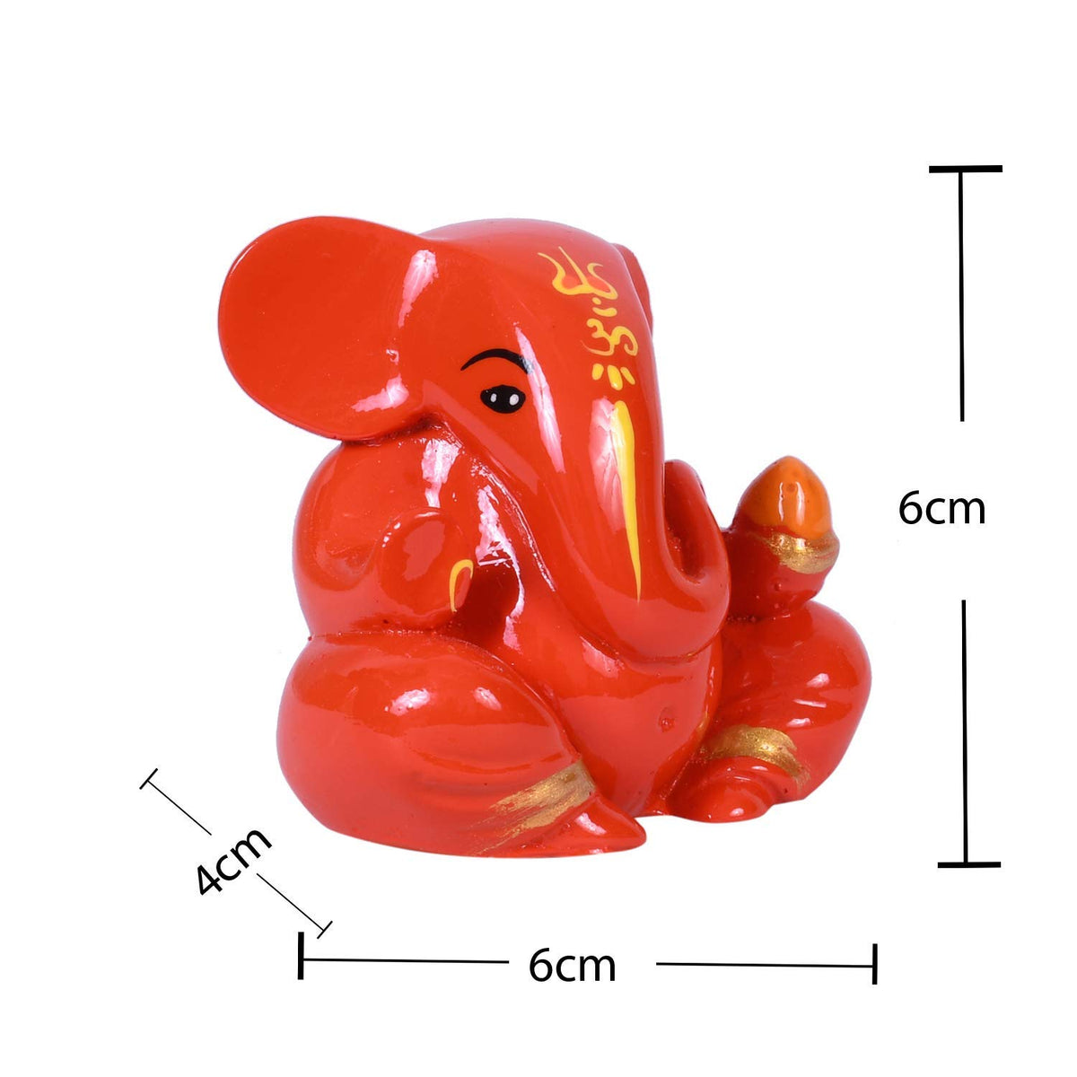 Polyresin Orange Ganesha Statue for Car Dashboard God Ganesh Murti Ganpati Idol Figurine with Double Side Tape