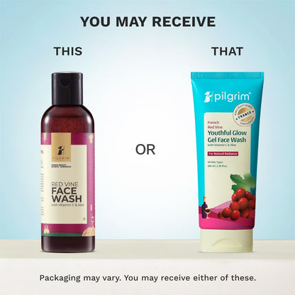 Pilgrim French Red Vine Face Wash with Vitamin C & goodness of Aloe for Anti Ageing & Dark Spots |Face wash for dry skin | Face cleanser for dry skin | Men and Women|100ml