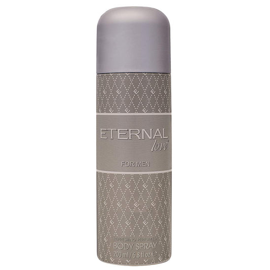 Body spray bottle labeled 'Eternal Love for Men' on a white background