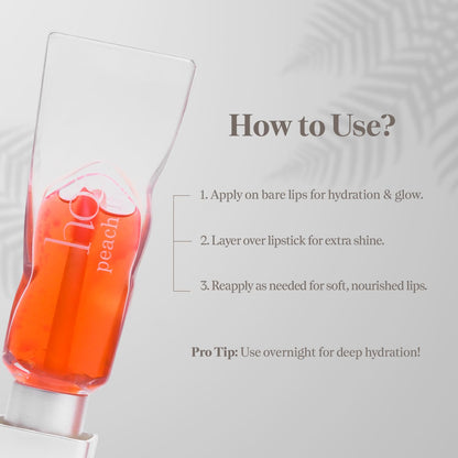 Lip Oil for Women - Hydrating Peach Lip Oil with Squalene, Argan & Safflower | House of Ayurveda Daily Use Lip Treatment | Non-Sticky, Nourishing & Moisturizing | Paraben-Free, Cruelty-Free | 4ml