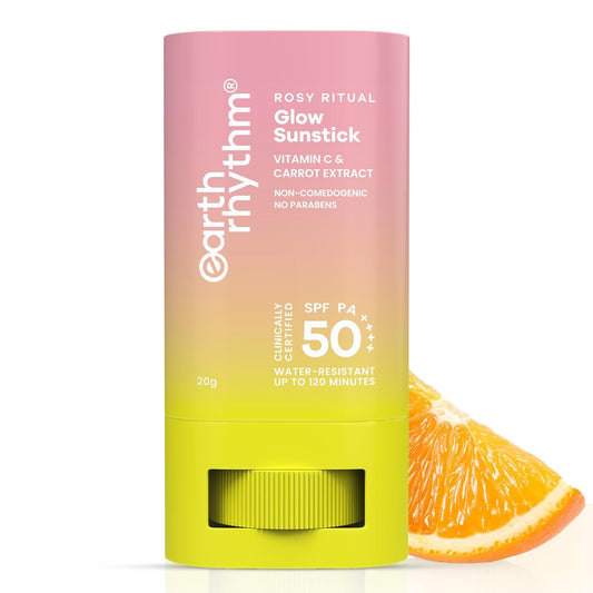 Earth Rhythm Rosy Ritual Glow Sunstick SPF 50 PA ++++ with Vitamin C & Carrot Extract.In Vivo Tested