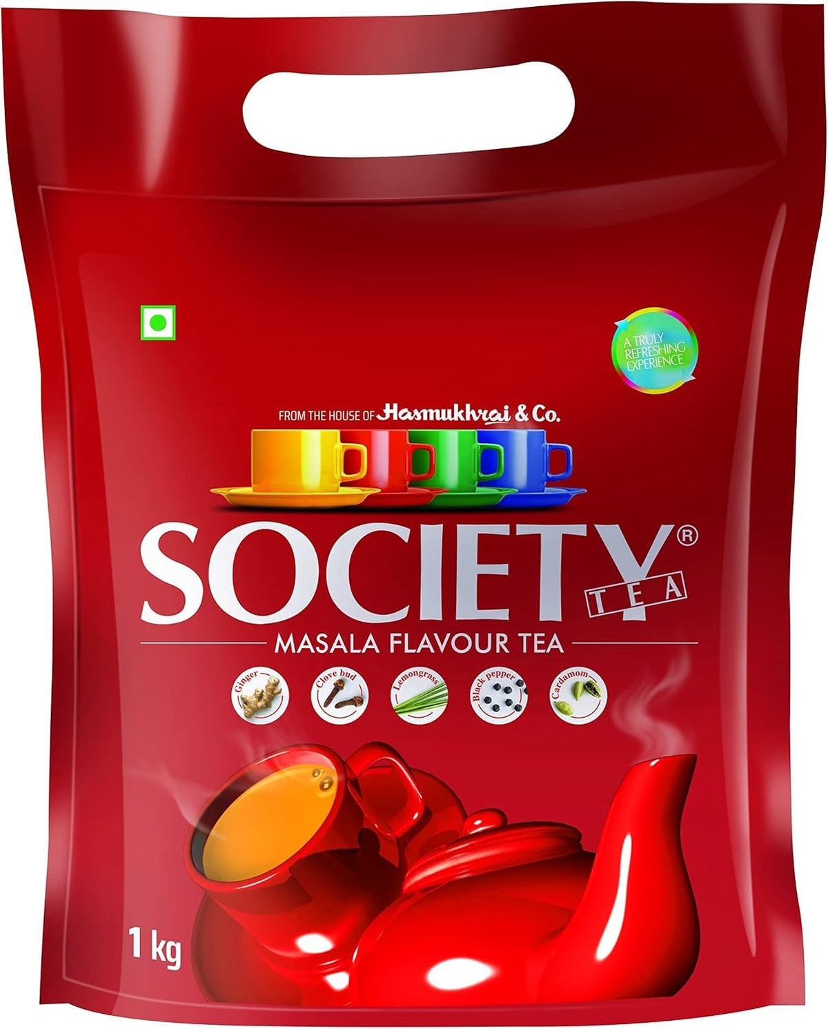 Society Masala Chai — Five-Spice Indian Masala Tea, Real Cardamom Ginger Clove Black Pepper Lemongrass Blended Into Assam CTC, Hasmukhrai & Co. Since 1924 | No Flavouring