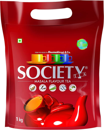 Society Masala Chai — Five-Spice Indian Masala Tea, Real Cardamom Ginger Clove Black Pepper Lemongrass Blended Into Assam CTC, Hasmukhrai & Co. Since 1924 | No Flavouring
