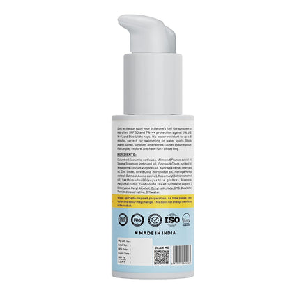 BabyOrgano Ayurvedic Sunscreen for Kids 2+ Yrs | SPF 50 PA+++ | Water Resistant 80 Mins | Manjistha, Rosemary, Beetroot & Avocado Oil | Non-Greasy & Paraben-Free | All Skin Types | 50g